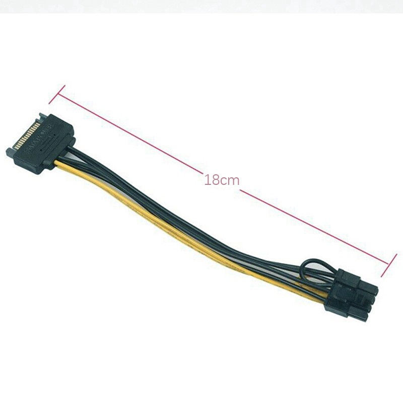 1 Dây Cáp Nguồn 15pin Sata Male Sang 8pin (6 + 2) Pci-E 15-pin Đến 8 Pin 18awg Cho Card Đồ Họa