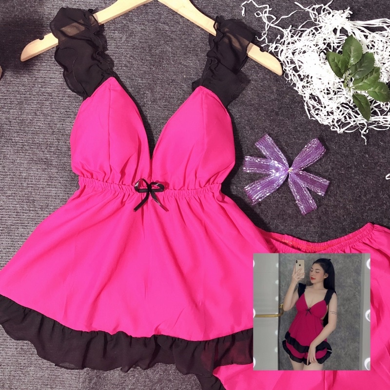 ❤️BIG SIZE❤️ Đồ Ngủ Sexy Nữ - Đồ Ngủ BigSize Voan Cánh Tiên Form 70Kg( ảnh và video thật)