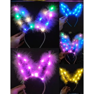 Cài tai thỏ gắn đèn led,bờm tai thỏ phát sáng