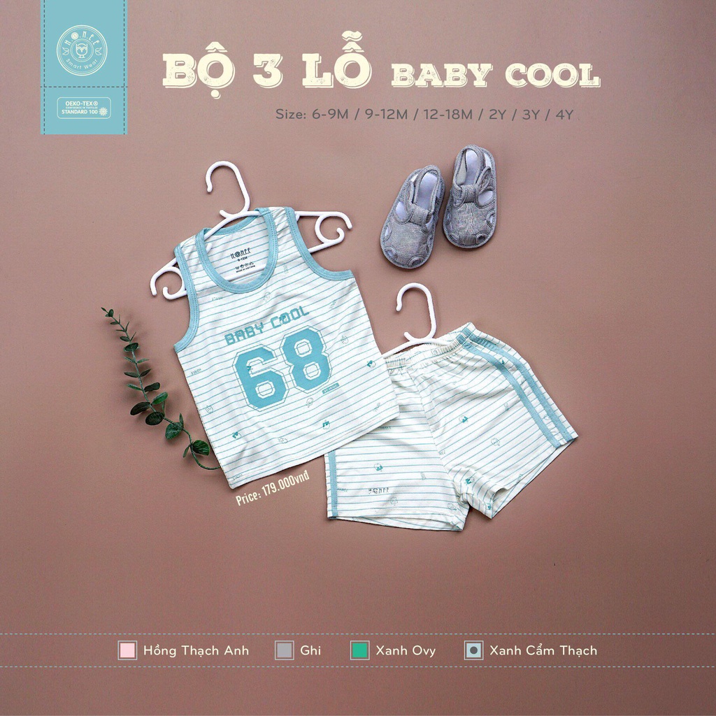 Bộ Ba Lỗ/ Ba Lỗ Hrnee Baby Cool Chất Modal Co Giãn Mềm Mát, Thoải Mái Cử Động Của Bé