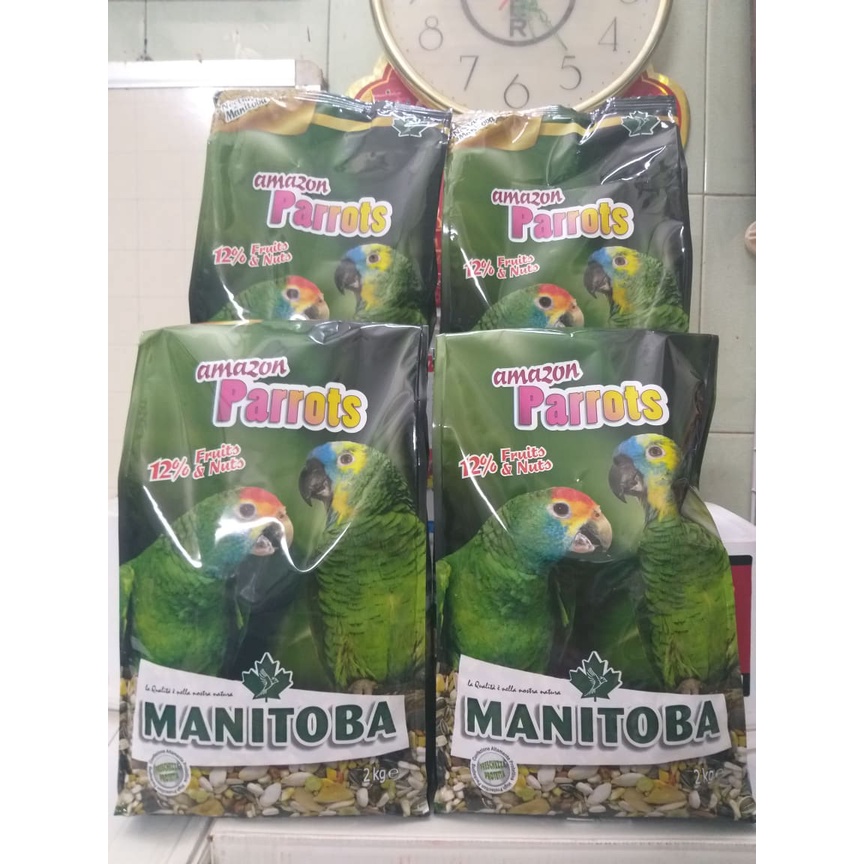 hạt trộn hoàn chỉnh  AMAZON PARROTS gói nguyên 2KG của MANITOBA chuyên dùng cho tất cả vẹt amazon