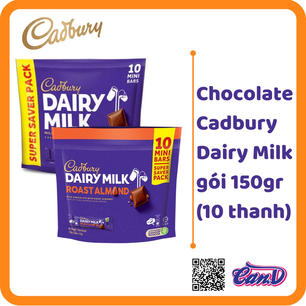 Chocolate Cadbury Dairy Milk gói 150gr
