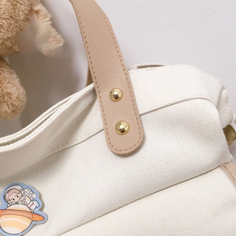 Túi Đeo Chéo Vải Canvas Cỡ Lớn In Họa Tiết Hoạt Hình Dễ Thương