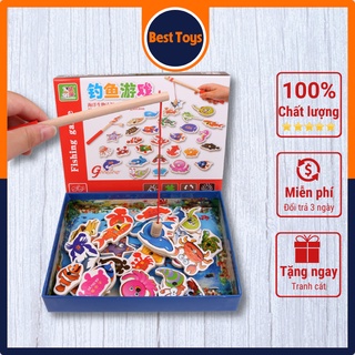 Đồ chơi câu cá bằng gỗ có nam châm 32 con