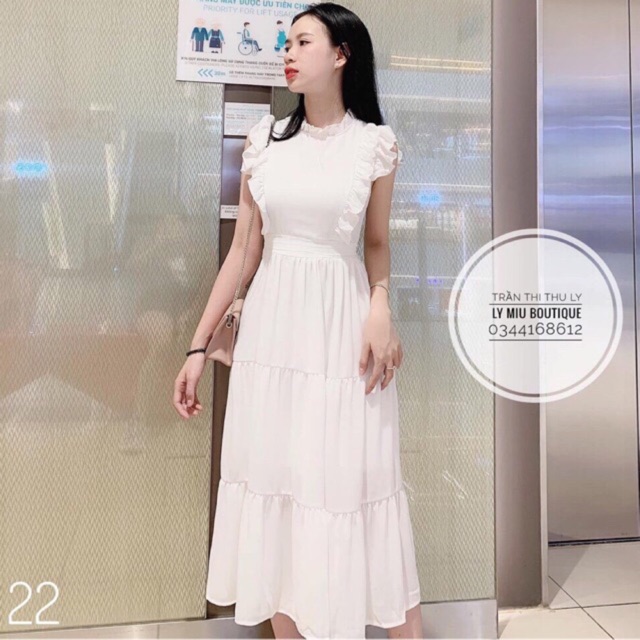 [Mã WAMST112 giảm 25k đơn 150k] Đầm trắng bèo tầng kt (Kèm ảnh thật)
