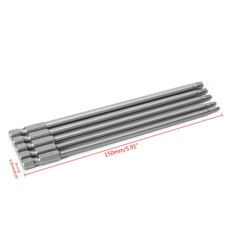 Bộ 5 Mũi Khoan Điện Từ Tính T10-T30 150mm