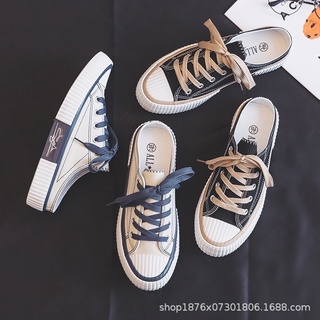 Sục thể thao Giày thể thao canvas màu trắng phong cách ulzzang 2022 cho nữ dễ phối đồ