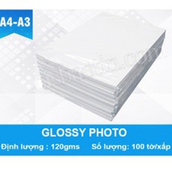 GIẤY ẢNH  1 MẶT GLOSSY PHOTO TQ A4 135G( xấp 100 tờ)