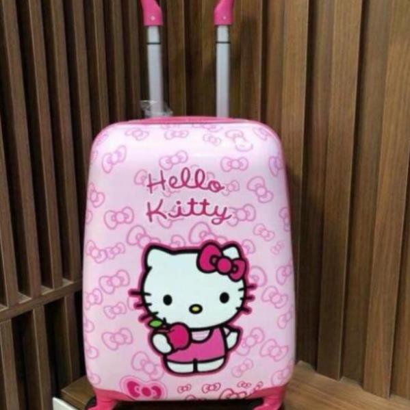 Vali Kéo Hello Kitty Đơn Màu Hồng Dễ Thương size 18
