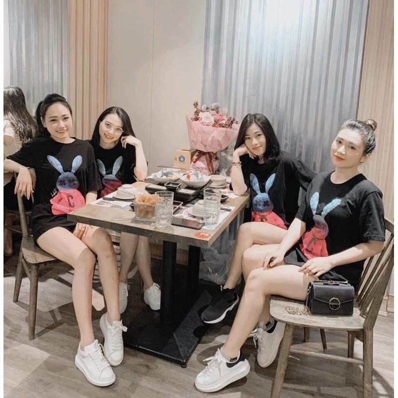 áo thun in 3D form rộng siêu hot áo in thỏ