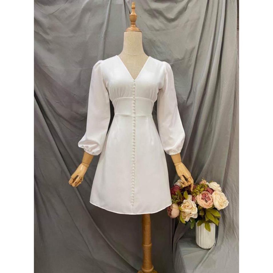 [new2021] Đầm trắng tay phồng dạo phố xinh xắn thiết kế 2 lớp có lót toàn thân vải may loại 1 mã [20CUOM  ཾ