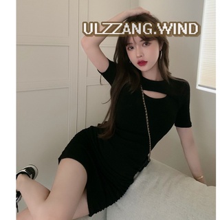 Đầm len ôm khoét ngực dây rút hông Ulzzang basic - u.w