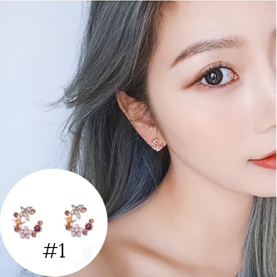 Khuyên Tai Vòng Hoa Đính Hạt Giả Ngọc Trai A78