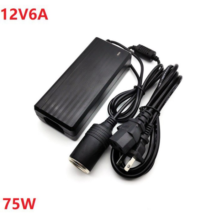 Sản Phẩm Bộ đổi nguồn từ 220V sang 12V-6A công suất 75W đầu ra dạng chân tẩu ô tô .