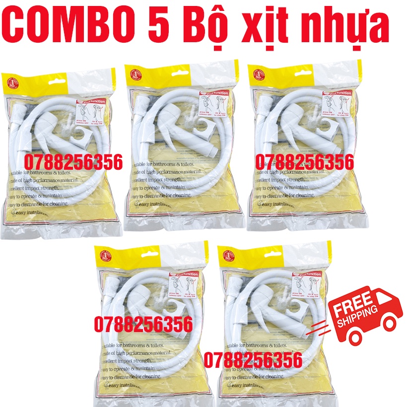 COMBO 5 Bộ vòi xịt vệ sinh nhựa,xịt tolet bền đẹp