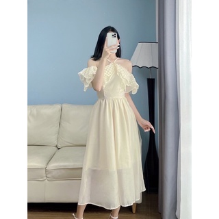 Váy tơ cổ yếm 2 lớp