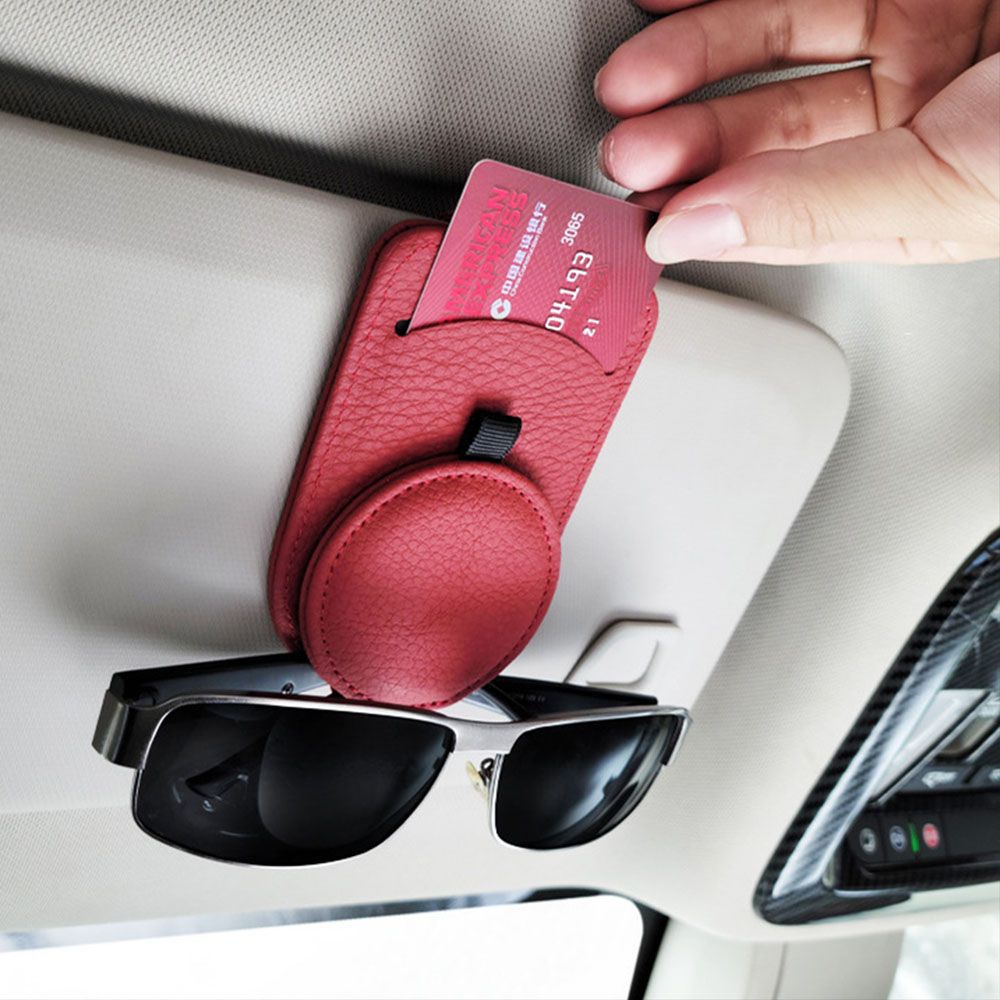 Kẹp giữ mắt kính/thẻ bằng da bò bền bỉ đa năng chất lượng cao cho xe hơi AARON1