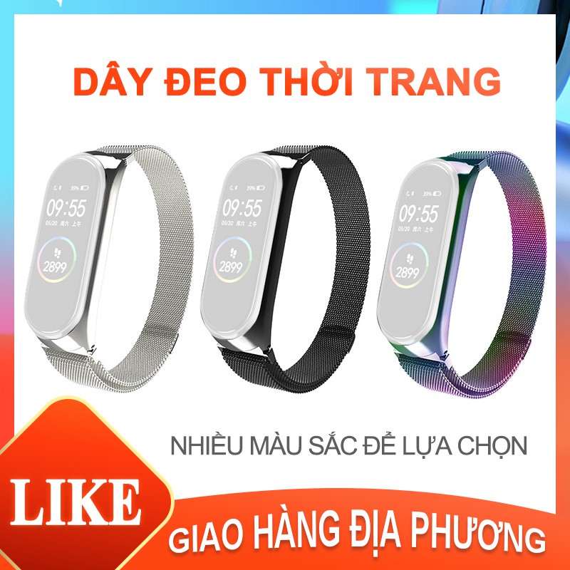 mi band 3 mi band 4 thay thế Dây đeo kim loại Dây đeo tay bằng thép không gỉ Vòng đeo tay Vòng đeo tay [NBmi001]