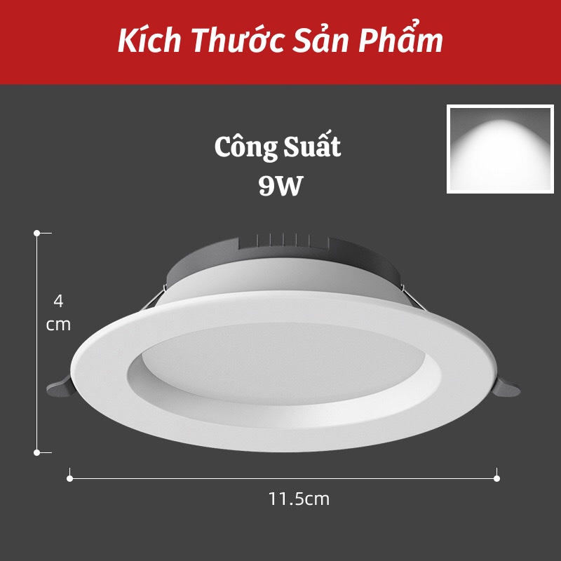 Đèn Led Âm Trần Đèn Trang Trí Âm Trần Tiện Dụng Công Suất 9W DEN TOKI