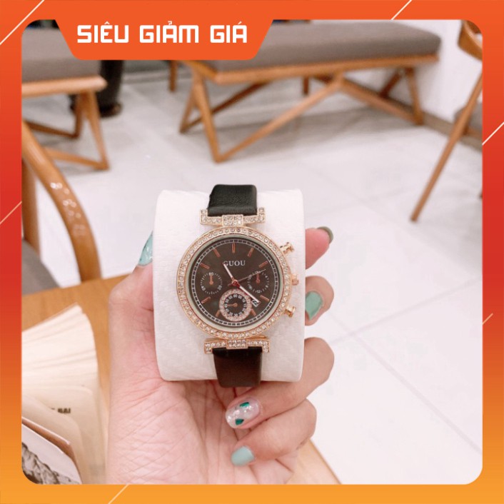 Đồng hồ nữ GUOU mặt đính đá sang trọng dây da mềm mại cực đẹp - Tặng kèm hộp và Pin - két Shop | BigBuy360 - bigbuy360.vn