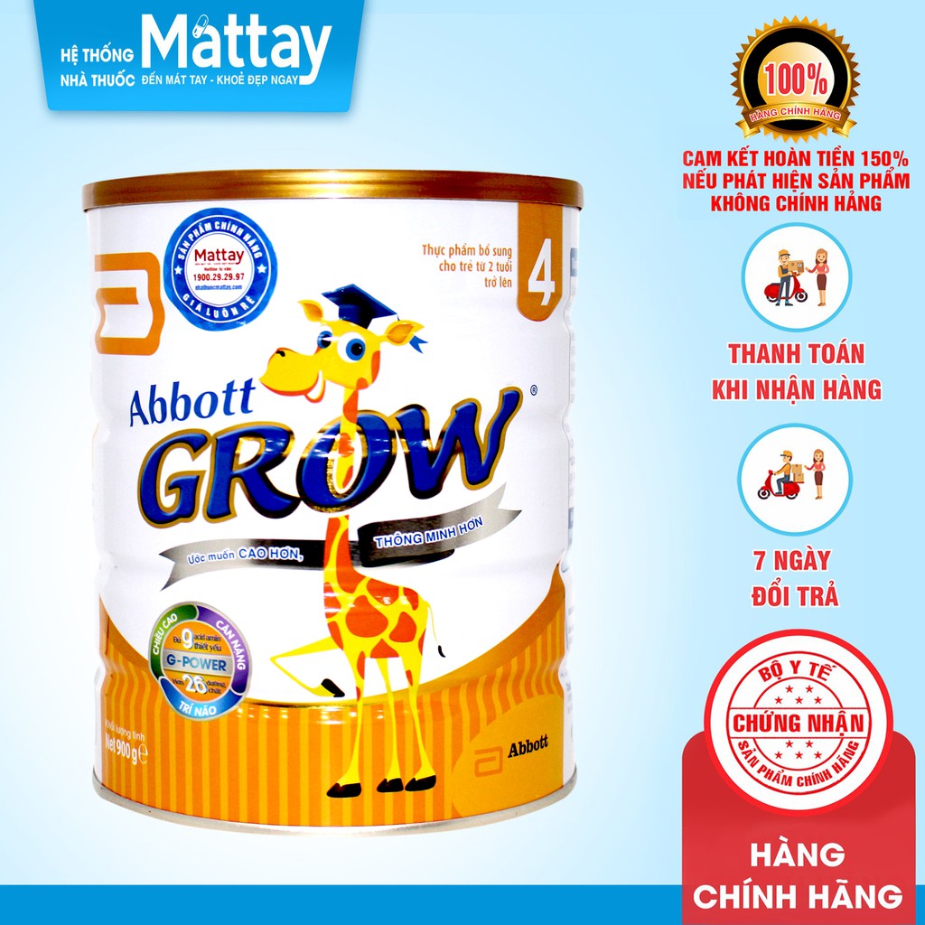 Sữa Bột Abbott Grow Gold 4 (Dùng Cho Trẻ Từ 2 Tuổi Trở Lên) - USA - Lon 900g - Giúp Bé Cao Lớn, Thông Minh