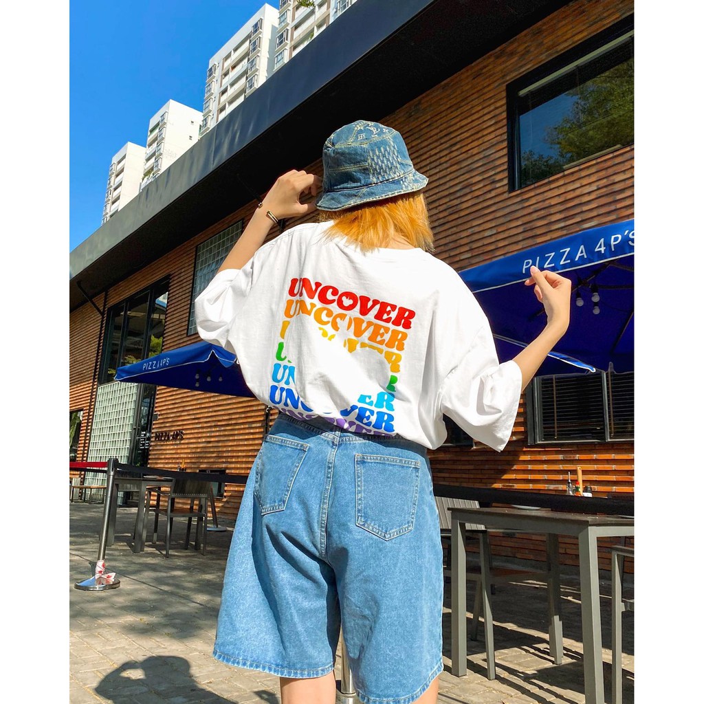 Áo thun tay lỡ UNCOVER 7 màu Cotton form nam nữ Unisex Full tag - GIN STORE