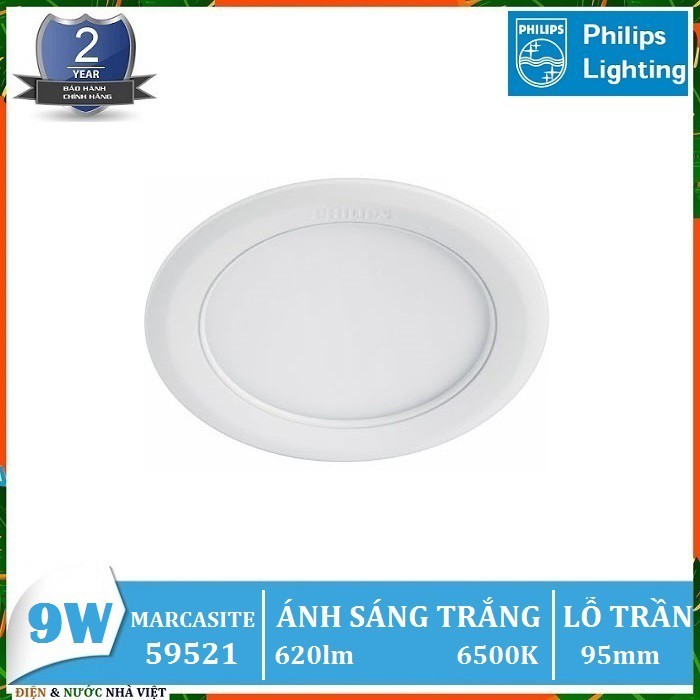BÓNG ĐÈN LED 9W PHILIPS MARCASITE 59521 ÂM TRẦN DOWNLIGHT KIỂU TRÒN