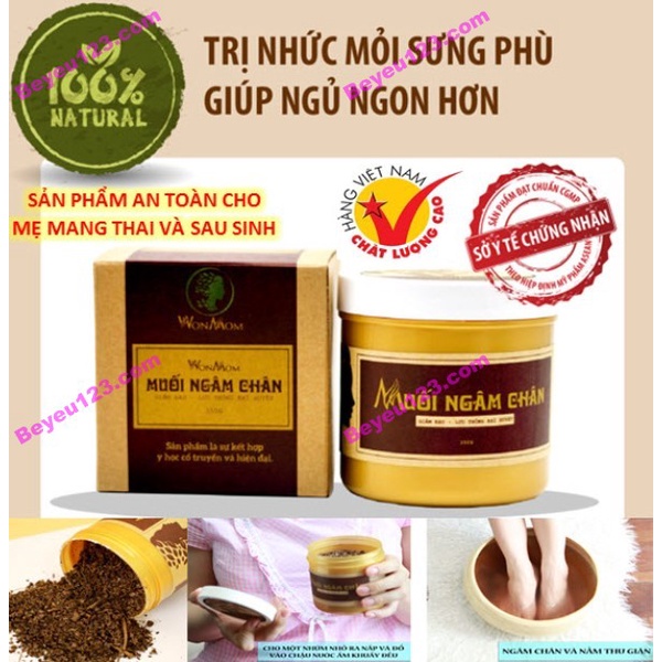 Combo 02 hũ Muối ngâm chân Wonmom -Giảm đau nhức khớp chân, giãn tĩnh mạch,an thần dễ ngủ (Việt Nam)