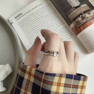 Nhẫn Hình Mặt Cười Phối Dây Xích Phong Cách Retro Thời Trang Hàn Quốc