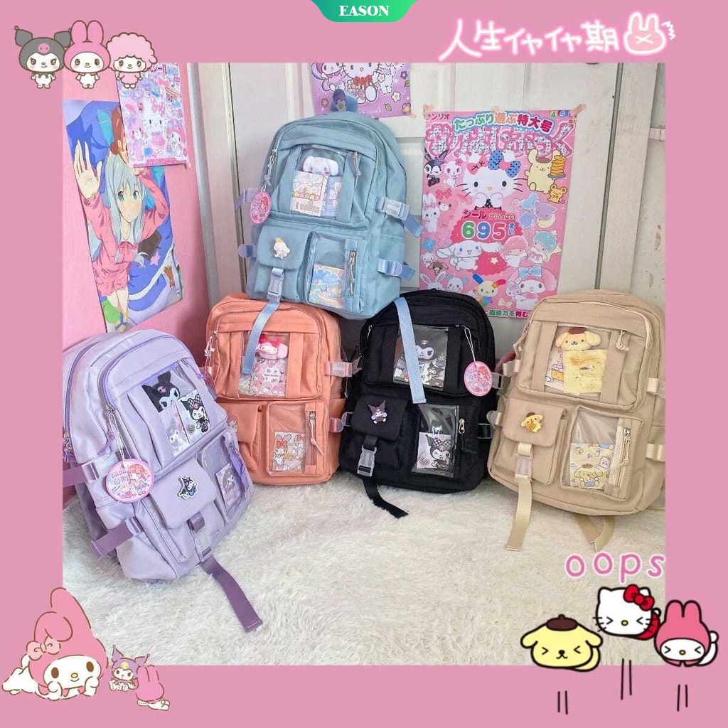 Sanrio Cinnamoroll Kuromi My Melody Ba Lô Đi Học Sức Chứa Lớn Họa Tiết Hoạt Hình Anime Jk Đáng Yêu Đơn Giản [Ướt]