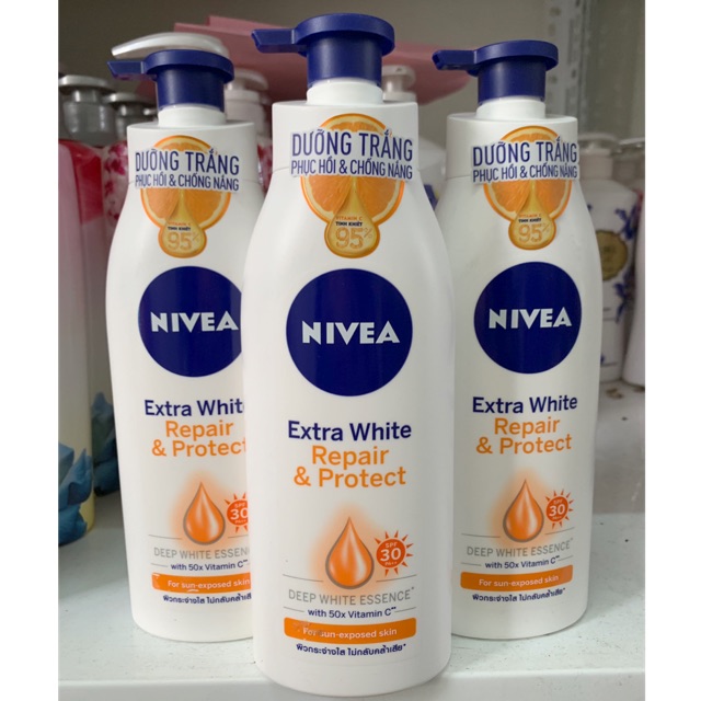 Sữa dưỡng thể Nivea Extra White dưỡng trắng phục hồi và chống nắng SPF30 350ml (mầu vàng)