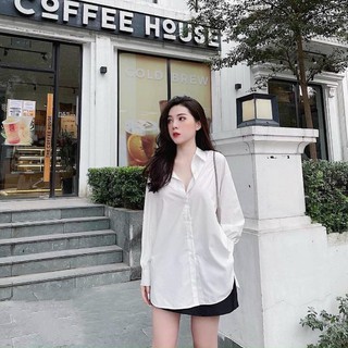 Sơ Mi Nữ,Sơ Mi Nữ Trắng Đuôi Tôm Siêu Ngầu