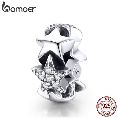 Hạt Xỏ Trang Sức Bằng Bamoer Bạc 925 Hình Ngôi Sao Đính Đá Cho Nữ