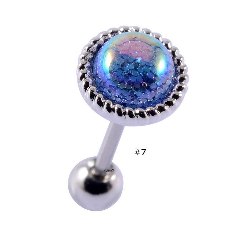 Khuyên tai đầu hình trái tim và hình tròn bằng thép không gỉ