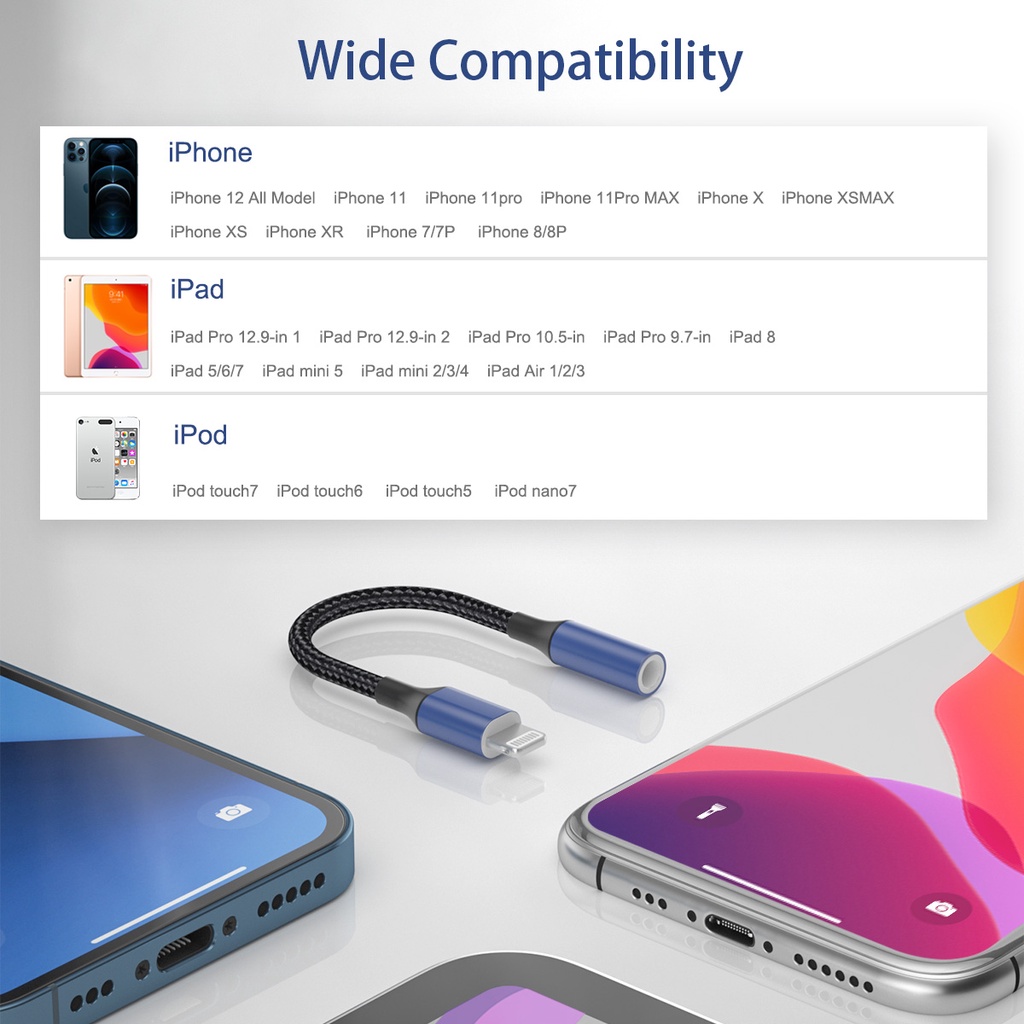 Anytrox jack chuyển đổi ip có mic sạc nhanh lighning sạc thành chân tai nghe 3.5mm chính hãng MFI Chứng nhận cho phone