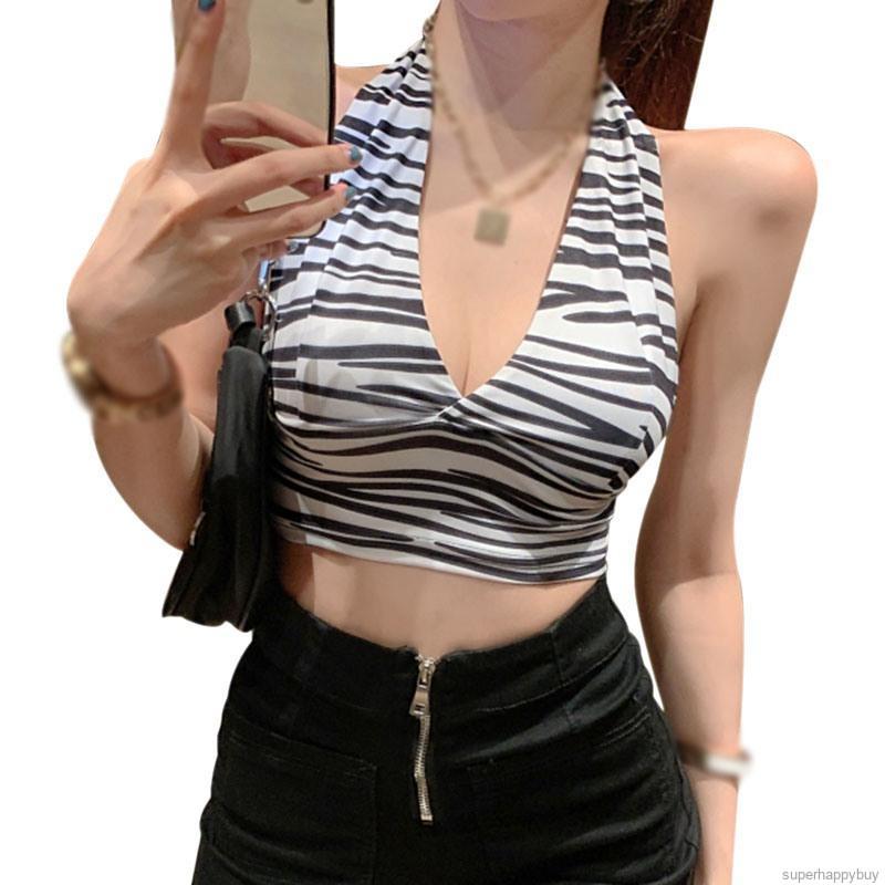 Áo tank top họa tiết ngựa vằn kiểu dáng gợi cảm dành cho nữ