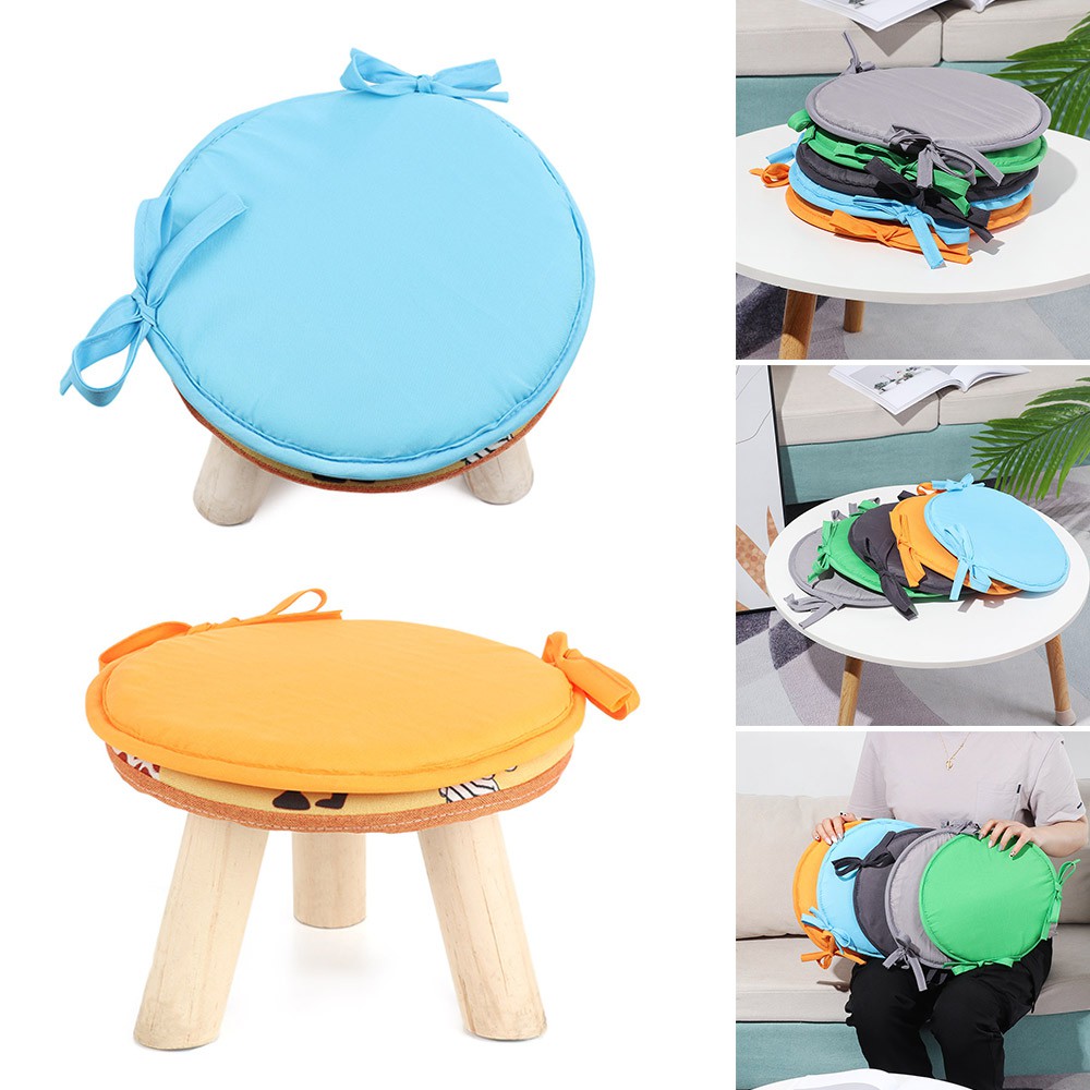 MELODG 30-38cm Chair Pads Solid Color Kitchen Office Dining Seat Cushion Tie-on Removable Outdoor Round Sofa Car/Multicolor