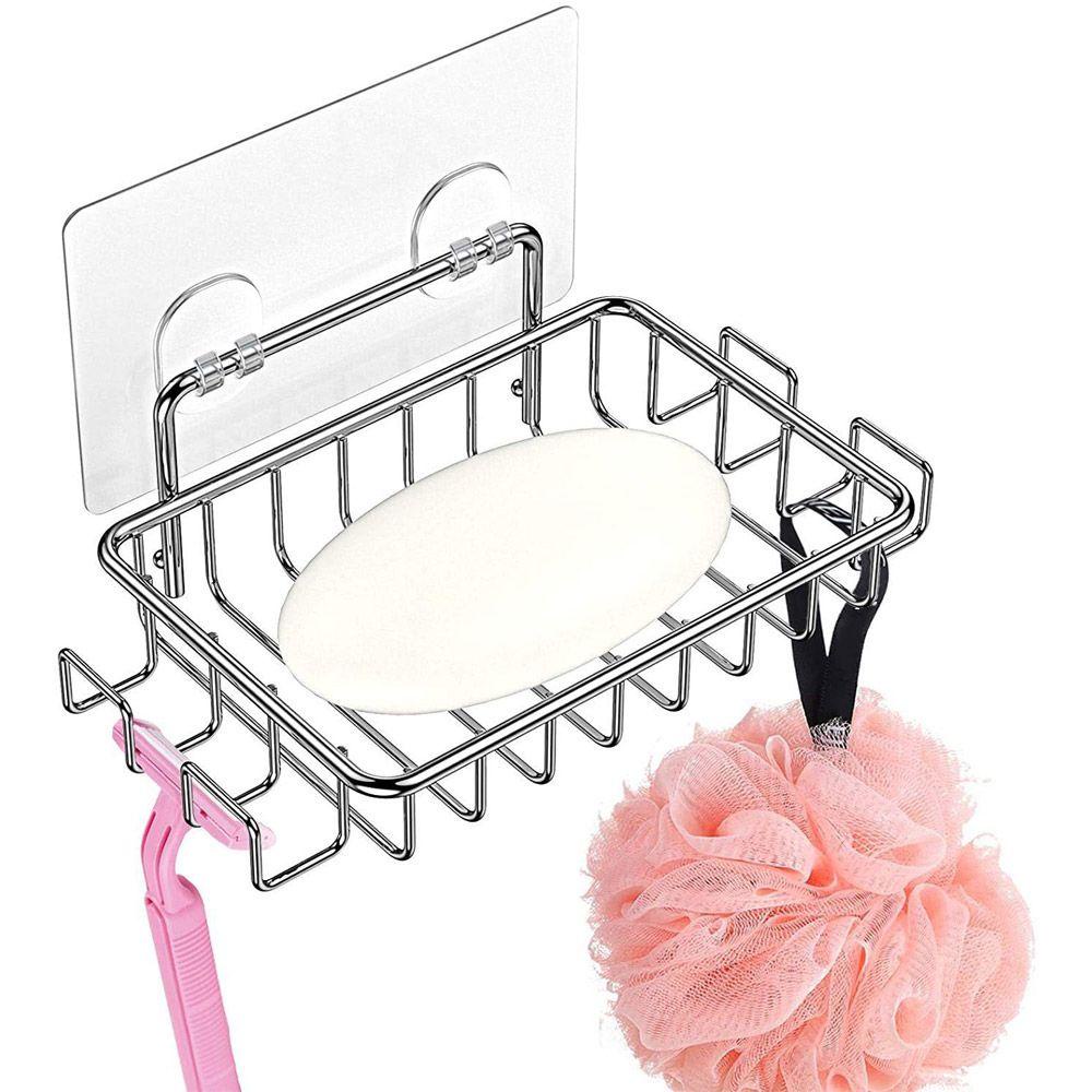 Khay Đựng Xà Phòng Tự Dính Kèm 4 Móc Treo Tiện Dụng Cho Nhà Bếp / Nhà Tắm