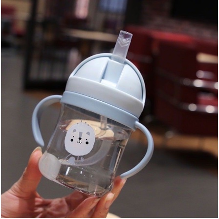 Bình uống nước có ống hút chống đổ Kèm Van Chống Sặc Dung Tích 250ml