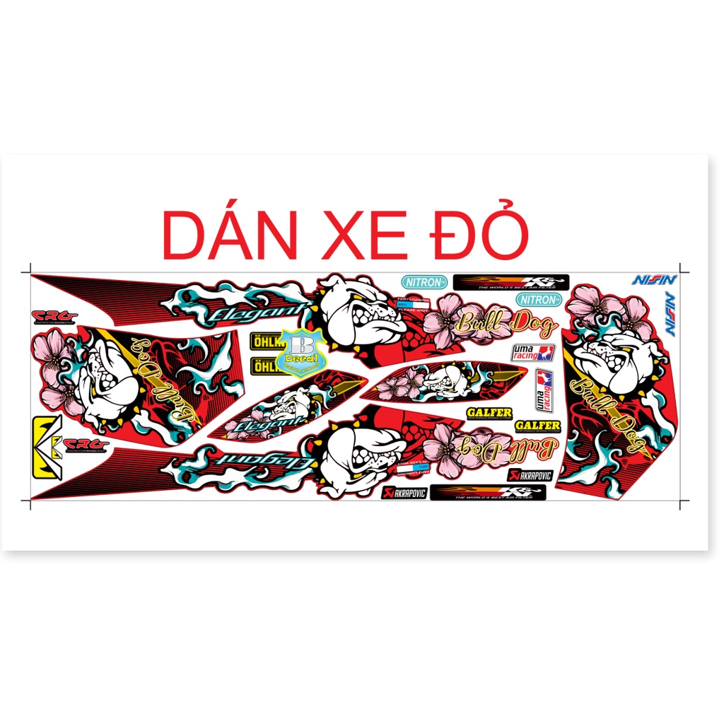 ( Quí khách vui lòng mang ra tiệm cho thợ dán ) Tem elegant 50 2016 bull dog