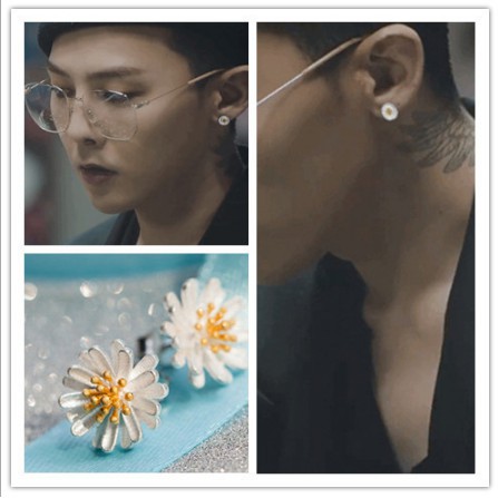 Set khuyên tai, nhẫn hoa cúc Daisy giống GDRAGON