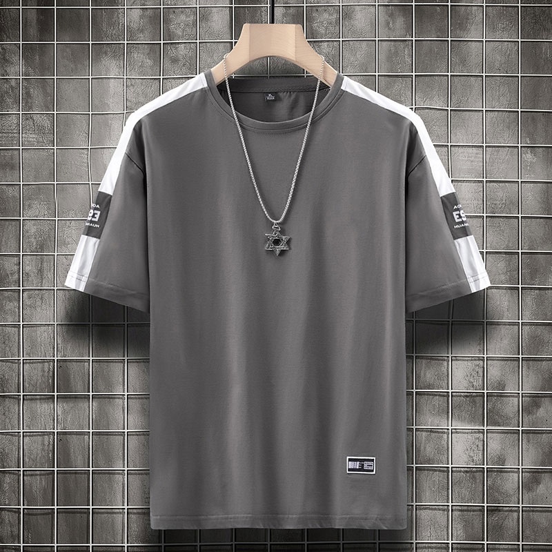 Áo Thun Cotton Tay Ngắn Cổ Tròn Dáng Rộng Trẻ Trung Phong Cách Hàn Quốc Cho Nam