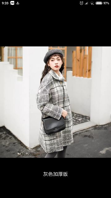Áo dạ kẻ dáng rộng