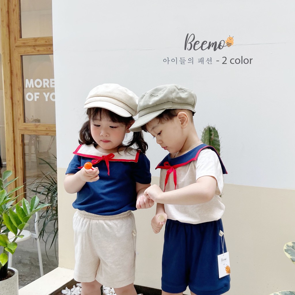 Beemo - Giá 89K - Sỉ Ri 12  -  Set Thủy Thủ Hàn Quốc Siêu Hot Hit  Bộ Cotton Hè Mát Cho Bé Gái, Bé Trai