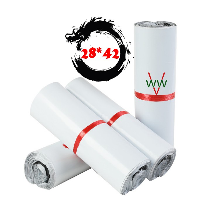 Túi gói hàng niêm phong WinWin4vic Size 28x42 đóng hàng chuyên dụng - Combo 100 túi màu Trắng Sứ