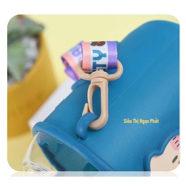 Bình Nước Ngộ Nghĩnh cho Bé 600ML_Có kèm Ống hút, Quai Đeo, Sticker