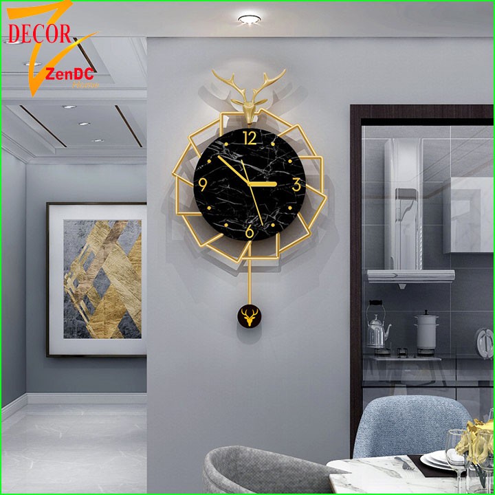 Đồng hồ treo tường trang trí quả lắc đẹp, đồ decor phong cách châu âu -DC012