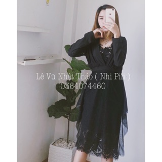 Đầm ren phối lưới đen