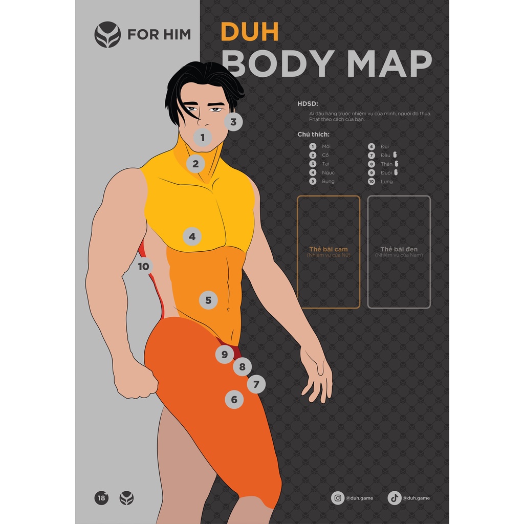 Board game BODY MAP - NAM dành cho cặp đôi tình yêu DUH GAME