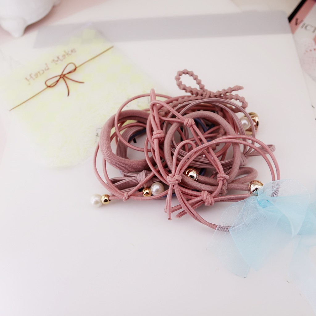 CB04 Set 12 dây cột tóc đơn giản giá rẻ KHÔNG HỘP